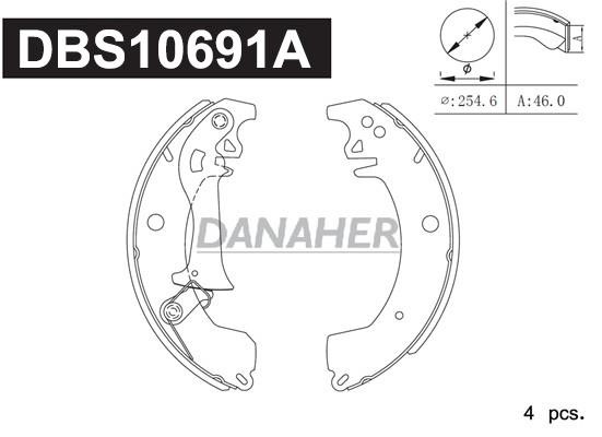 Danaher DBS10691A Колодки гальмівні барабанні, комплект DBS10691A: Приваблива ціна - Купити у Польщі на 2407.PL!