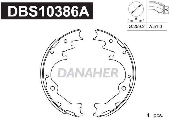 Danaher DBS10386A Колодки тормозные барабанные, комплект DBS10386A: Отличная цена - Купить в Польше на 2407.PL!