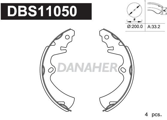 Danaher DBS11050 Колодки тормозные барабанные, комплект DBS11050: Отличная цена - Купить в Польше на 2407.PL!