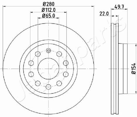 Japanparts DI-0934 Front brake disc ventilated DI0934: Buy near me in Poland at 2407.PL - Good price!