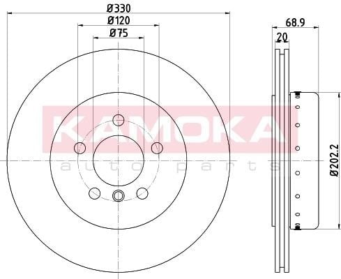Kamoka 103219 Rear ventilated brake disc 103219: Buy near me in Poland at 2407.PL - Good price!