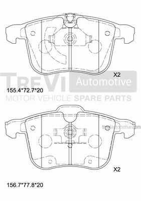 Trevi automotive PF1278 Гальмівні колодки, комплект PF1278: Приваблива ціна - Купити у Польщі на 2407.PL!