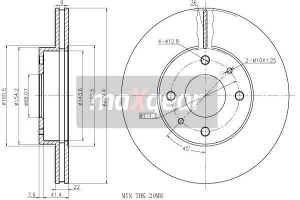 Maxgear 19-0735 Innenbelüftete Bremsscheibe vorne 190735: Bestellen Sie in Polen zu einem guten Preis bei 2407.PL!