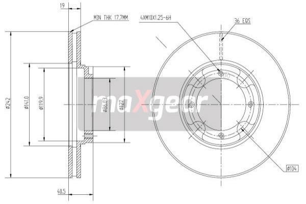 Maxgear 19-0933 Innenbelüftete Bremsscheibe vorne 190933: Kaufen Sie zu einem guten Preis in Polen bei 2407.PL!