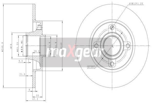 Maxgear 19-1277 Rear brake disc, non-ventilated 191277: Buy near me in Poland at 2407.PL - Good price!