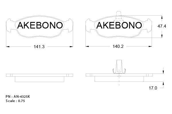 Akebono AN-4325K Brake Pad Set, disc brake AN4325K: Buy near me in Poland at 2407.PL - Good price!