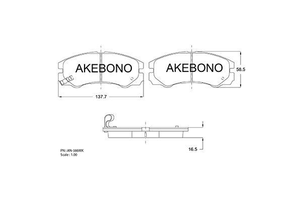 Akebono AN-386WK Brake Pad Set, disc brake AN386WK: Buy near me in Poland at 2407.PL - Good price!