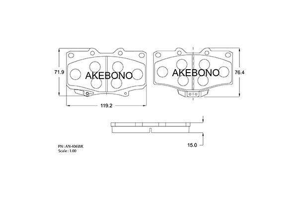 Akebono AN-406WKE Brake Pad Set, disc brake AN406WKE: Buy near me in Poland at 2407.PL - Good price!