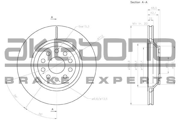 Akebono BN-0017E Rear ventilated brake disc BN0017E: Buy near me in Poland at 2407.PL - Good price!