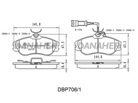 Danaher DBP706/1 Тормозные колодки дисковые, комплект DBP7061: Отличная цена - Купить в Польше на 2407.PL!