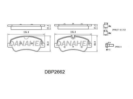 Danaher DBP2662 Brake Pad Set, disc brake DBP2662: Buy near me in Poland at 2407.PL - Good price!