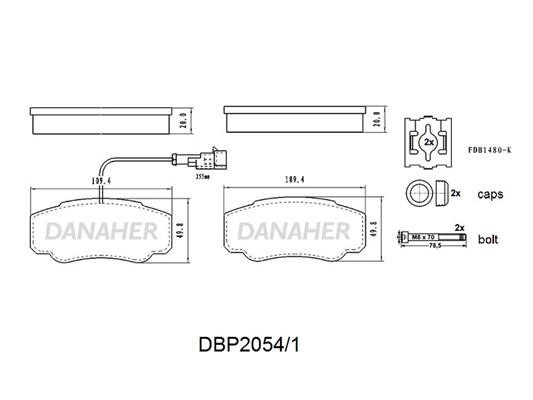 Danaher DBP2054/1 Klocki hamulcowe, zestaw DBP20541: Dobra cena w Polsce na 2407.PL - Kup Teraz!
