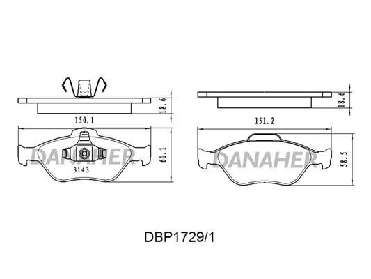 Danaher DBP1729/1 Brake Pad Set, disc brake DBP17291: Buy near me in Poland at 2407.PL - Good price!