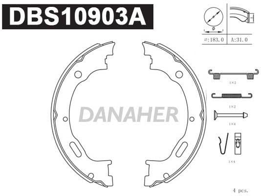 Danaher DBS10903A Колодки тормозные барабанные, комплект DBS10903A: Отличная цена - Купить в Польше на 2407.PL!
