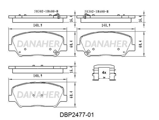 Danaher DBP2477-01 Тормозные колодки дисковые, комплект DBP247701: Отличная цена - Купить в Польше на 2407.PL!