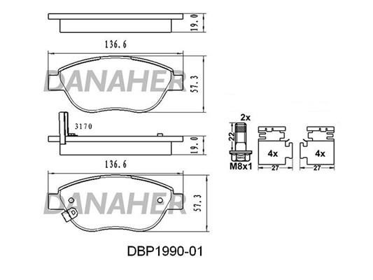 Danaher DBP1990-01 Гальмівні колодки, комплект DBP199001: Приваблива ціна - Купити у Польщі на 2407.PL!