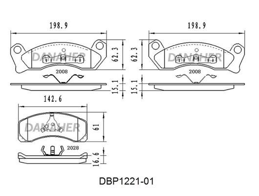 Danaher DBP1221-01 Гальмівні колодки, комплект DBP122101: Приваблива ціна - Купити у Польщі на 2407.PL!