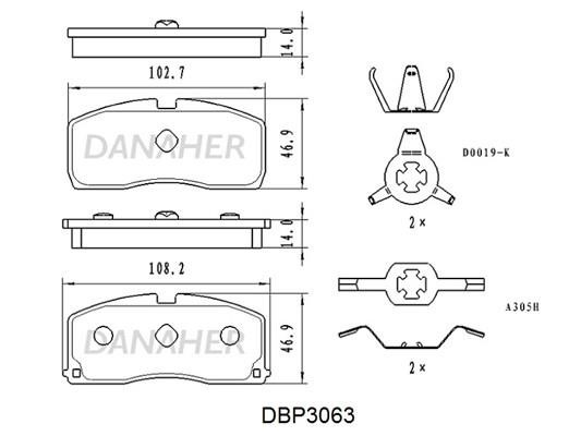 Danaher DBP3063 Brake Pad Set, disc brake DBP3063: Buy near me in Poland at 2407.PL - Good price!