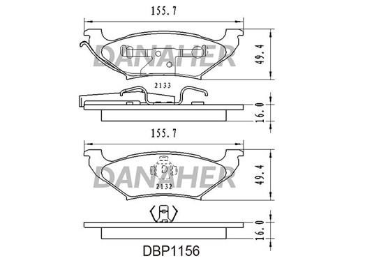 Danaher DBP1156 Гальмівні колодки, комплект DBP1156: Приваблива ціна - Купити у Польщі на 2407.PL!