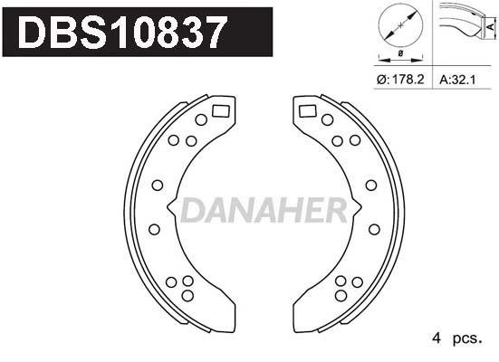 Danaher DBS10837 Колодки гальмівні барабанні, комплект DBS10837: Приваблива ціна - Купити у Польщі на 2407.PL!