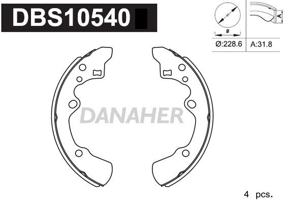 Danaher DBS10540 Колодки гальмівні барабанні, комплект DBS10540: Приваблива ціна - Купити у Польщі на 2407.PL!