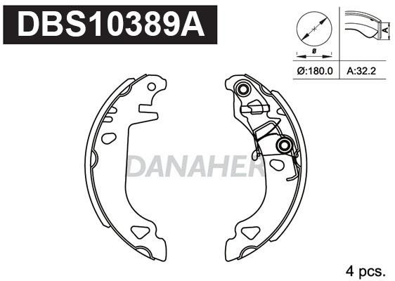 Danaher DBS10389A Колодки тормозные барабанные, комплект DBS10389A: Отличная цена - Купить в Польше на 2407.PL!