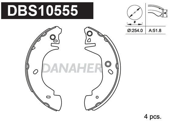 Danaher DBS10555 Колодки гальмівні барабанні, комплект DBS10555: Приваблива ціна - Купити у Польщі на 2407.PL!