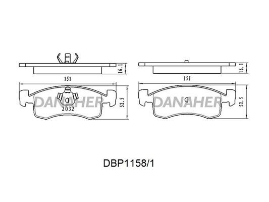 Danaher DBP1158/1 Brake Pad Set, disc brake DBP11581: Buy near me in Poland at 2407.PL - Good price!