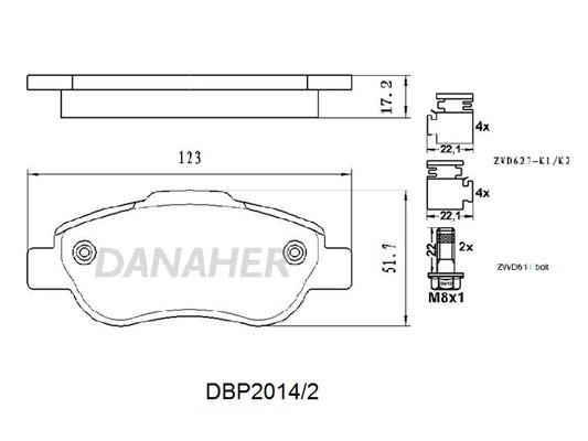 Danaher DBP2014/2 Front disc brake pads, set DBP20142: Buy near me in Poland at 2407.PL - Good price!