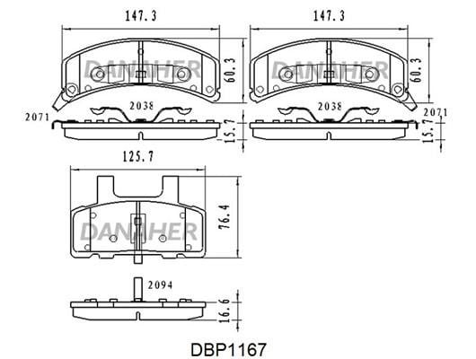 Danaher DBP1167 Brake Pad Set, disc brake DBP1167: Buy near me in Poland at 2407.PL - Good price!