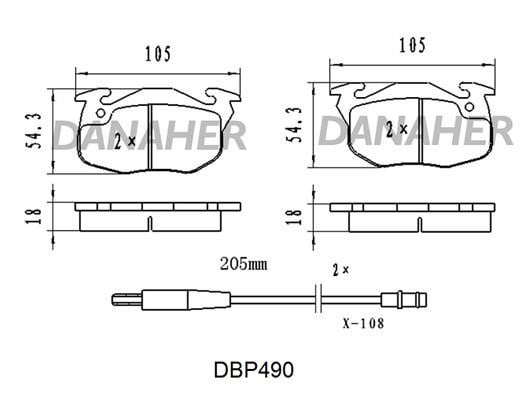 Danaher DBP490 Тормозные колодки дисковые, комплект DBP490: Отличная цена - Купить в Польше на 2407.PL!
