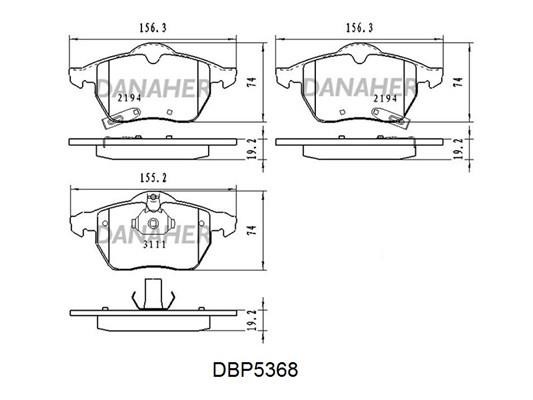 Danaher DBP5368 Гальмівні колодки передні, комплект DBP5368: Приваблива ціна - Купити у Польщі на 2407.PL!