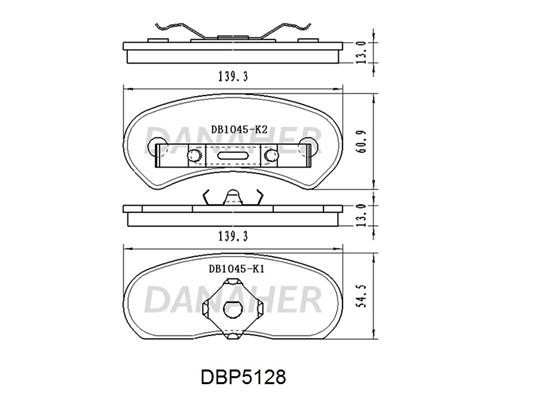 Danaher DBP5128 Front disc brake pads, set DBP5128: Buy near me in Poland at 2407.PL - Good price!