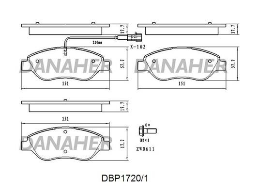 Danaher DBP1720/1 Гальмівні колодки, комплект DBP17201: Приваблива ціна - Купити у Польщі на 2407.PL!