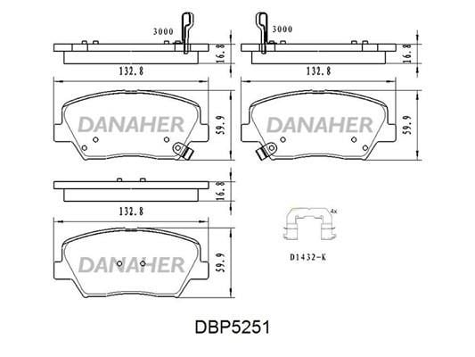 Danaher DBP5251 Гальмівні колодки, комплект DBP5251: Приваблива ціна - Купити у Польщі на 2407.PL!
