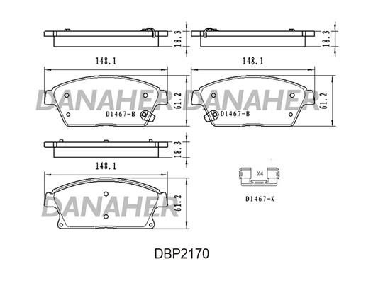 Danaher DBP2170 Гальмівні колодки, комплект DBP2170: Приваблива ціна - Купити у Польщі на 2407.PL!