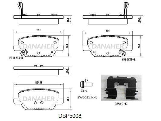 Danaher DBP5008 Brake Pad Set, disc brake DBP5008: Buy near me in Poland at 2407.PL - Good price!