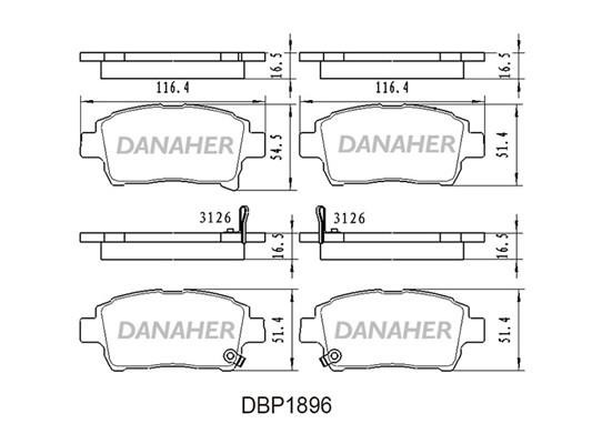 Danaher DBP1896 Brake Pad Set, disc brake DBP1896: Buy near me in Poland at 2407.PL - Good price!