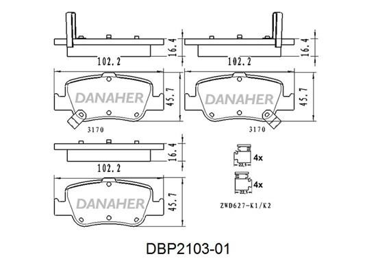 Danaher DBP2103-01 Гальмівні колодки, комплект DBP210301: Приваблива ціна - Купити у Польщі на 2407.PL!