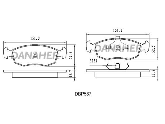 Danaher DBP587 Brake Pad Set, disc brake DBP587: Buy near me in Poland at 2407.PL - Good price!