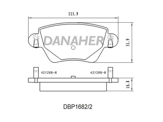 Danaher DBP1682/2 Brake Pad Set, disc brake DBP16822: Buy near me in Poland at 2407.PL - Good price!