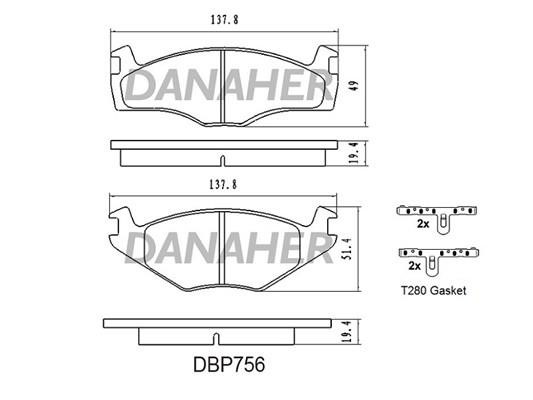 Danaher DBP756 Brake Pad Set, disc brake DBP756: Buy near me in Poland at 2407.PL - Good price!