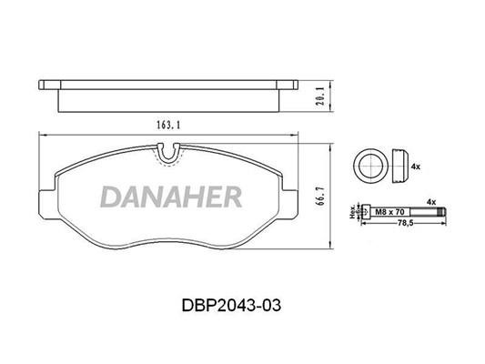 Danaher DBP2043-03 Гальмівні колодки, комплект DBP204303: Приваблива ціна - Купити у Польщі на 2407.PL!