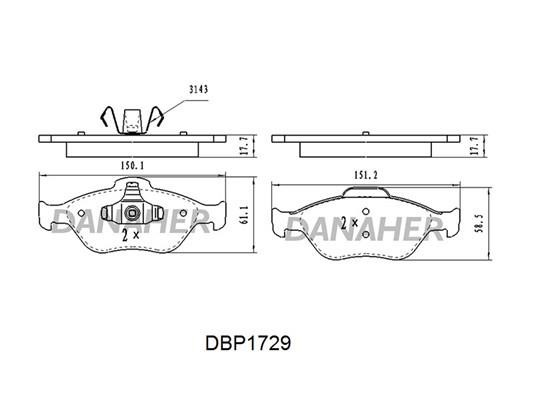 Danaher DBP1729 Тормозные колодки дисковые, комплект DBP1729: Отличная цена - Купить в Польше на 2407.PL!