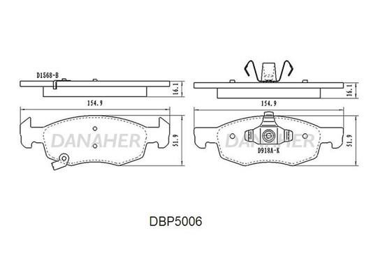 Danaher DBP5006 Гальмівні колодки, комплект DBP5006: Приваблива ціна - Купити у Польщі на 2407.PL!