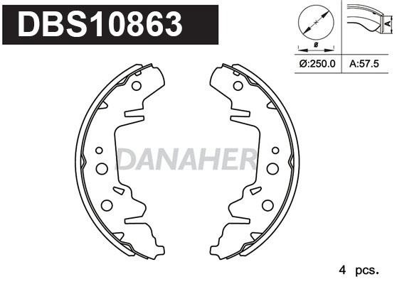 Danaher DBS10863 Колодки тормозные барабанные, комплект DBS10863: Отличная цена - Купить в Польше на 2407.PL!