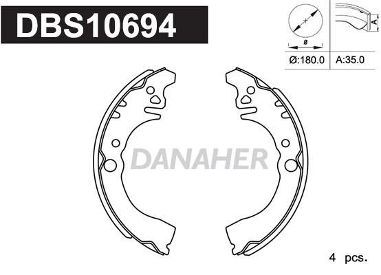 Danaher DBS10694 Колодки тормозные барабанные, комплект DBS10694: Отличная цена - Купить в Польше на 2407.PL!