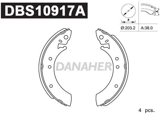 Danaher DBS10917A Колодки гальмівні барабанні, комплект DBS10917A: Приваблива ціна - Купити у Польщі на 2407.PL!
