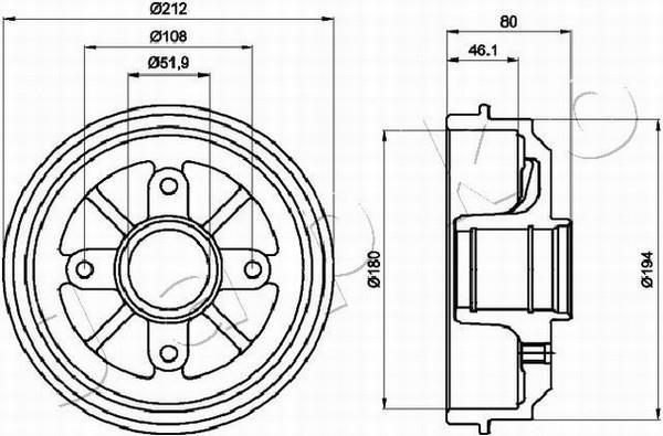 Japko 560608 Front brake drum 560608: Buy near me at 2407.PL in Poland at an Affordable price!