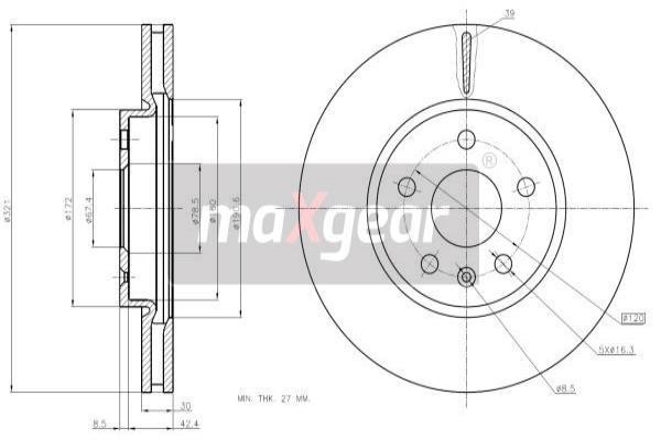 Maxgear 19-2019MAX Front brake disc ventilated 192019MAX: Buy near me in Poland at 2407.PL - Good price!